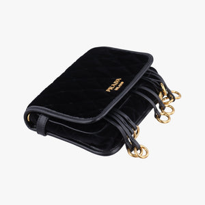 Secondhand Prada Impuntu Velluto Corsaire Black Velvet×Calf Leather bum bag/waist bag | stylenewstar