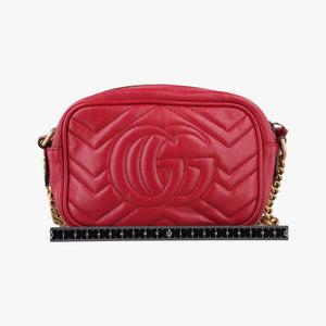 Pre-owned Gucci GG Marmont Red Leather 448065 shoulderbag | stylenewstar