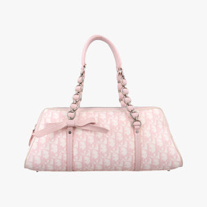 Pre-owned Christian Dior Romantic Trotter Pink pvc coated canvas×Leather shoulderbag | stylenewstar