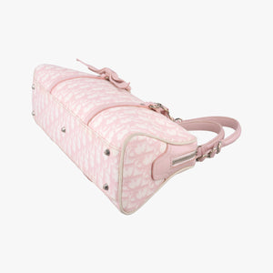 Pre-owned Christian Dior Romantic Trotter Pink pvc coated canvas×Leather shoulderbag | stylenewstar