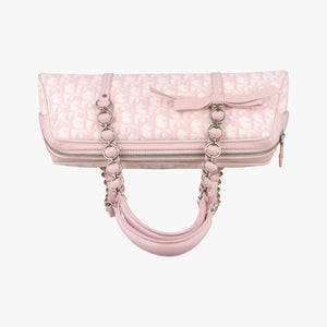 Pre-owned Christian Dior Romantic Trotter Pink pvc coated canvas×Leather shoulderbag | stylenewstar