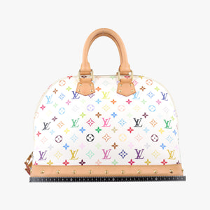 Pre-owned Louis Vuitton Alma GM white Monogram Multicolor M40441 handbag | stylenewstar