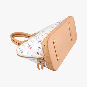 Pre-owned Louis Vuitton Alma GM white Monogram Multicolor M40441 handbag | stylenewstar