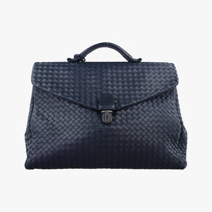 Pre-owned Bottega Veneta Intrecciato Navy lambskin handbag | stylenewstar