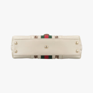 Pre-owned Gucci Web Treasure Flap White×Multicolour Leather×Canvas 145999 shoulderbag | stylenewstar
