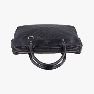 Pre-owned Gucci Guccissima Briefcase Business Black Leather 328937 handbag | stylenewstar