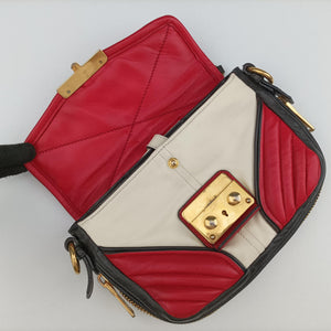 Pre-owned Miu Miu NAPPA BIKER Red × Black Leather 5BD062 shoulderbag | stylenewstar