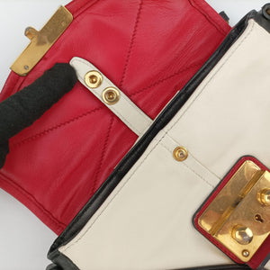 Pre-owned Miu Miu NAPPA BIKER Red × Black Leather 5BD062 shoulderbag | stylenewstar