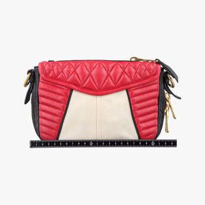 Pre-owned Miu Miu NAPPA BIKER Red × Black Leather 5BD062 shoulderbag | stylenewstar