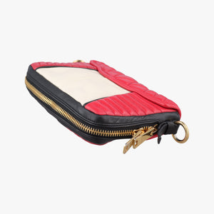 Pre-owned Miu Miu NAPPA BIKER Red × Black Leather 5BD062 shoulderbag | stylenewstar