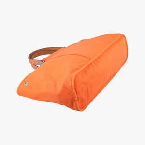 Pre-owned Hermes Cabag Elan Orange Toile Officier × Leather shoulderbag | stylenewstar