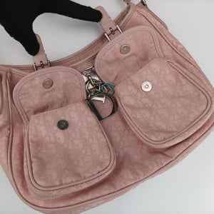 Pre-owned Christian Dior Lovely Trotter Pink Cotton Canvas × Leather handbag | stylenewstar