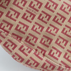 Pre-owned Fendi Zucchino Beige x Red canvas xLeather 8BR036 handbag | stylenewstar