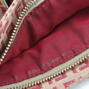 Pre-owned Fendi Zucchino Beige x Red canvas xLeather 8BR036 handbag | stylenewstar