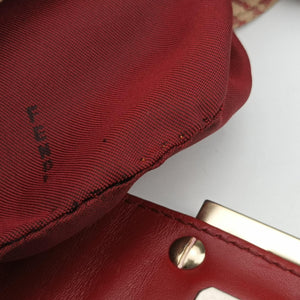 Pre-owned Fendi Zucchino Beige x Red canvas xLeather 8BR036 handbag | stylenewstar