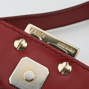 Pre-owned Fendi Zucchino Beige x Red canvas xLeather 8BR036 handbag | stylenewstar