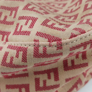 Pre-owned Fendi Zucchino Beige x Red canvas xLeather 8BR036 handbag | stylenewstar