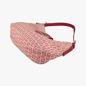 Pre-owned Fendi Zucchino Beige x Red canvas xLeather 8BR036 handbag | stylenewstar