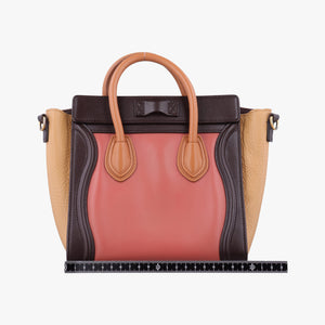 Vintage Celine luggage nano shopper Pink beige×brown×black Leather shoulderbag | stylenewstar