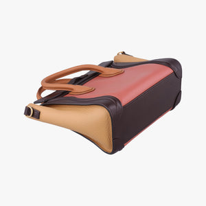 Vintage Celine luggage nano shopper Pink beige×brown×black Leather shoulderbag | stylenewstar