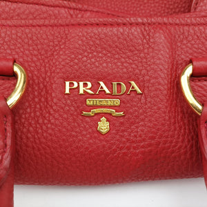 Vintage Prada Vitello Phoenix Red Leather BN1713 handbag | stylenewstar