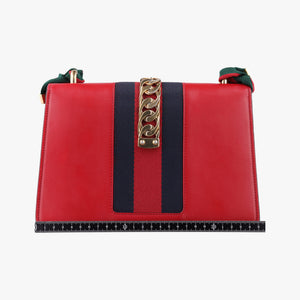 Pre-owned Gucci Sylvie Red×navy Leather 421882 shoulderbag | stylenewstar