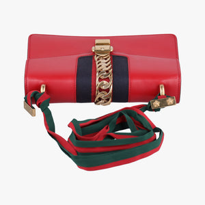 Pre-owned Gucci Sylvie Red×navy Leather 421882 shoulderbag | stylenewstar