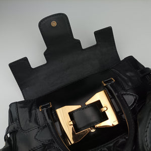 Pre-owned Gucci Dialux Queen Large Black Leather 189881 handbag | stylenewstar