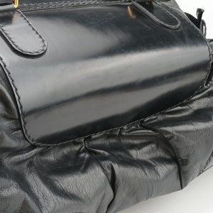 Pre-owned Gucci Dialux Queen Large Black Leather 189881 handbag | stylenewstar