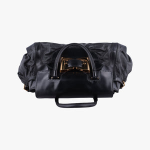 Pre-owned Gucci Dialux Queen Large Black Leather 189881 handbag | stylenewstar