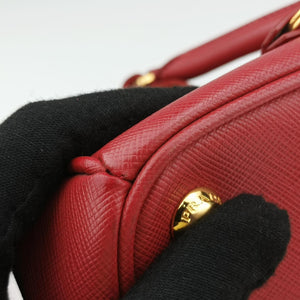 Pre-owned Prada Galleria Red SAFFIANO Leather BN1786 shoulderbag | stylenewstar