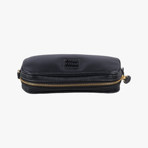 Pre-owned Miu Miu logo Black leather bum bag/waist bag | stylenewstar