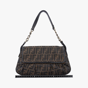 Pre-owned Fendi B bag zucca Brown×Black Canvas×Leather 8BR551 shoulderbag | stylenewstar