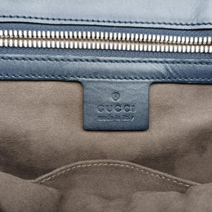 Pre-owned Gucci GG Plus GG Supreme Navy Leather 406368 shoulderbag | stylenewstar