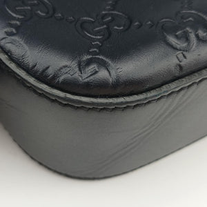 Pre-owned Gucci GG Plus GG Supreme Navy Leather 406368 shoulderbag | stylenewstar