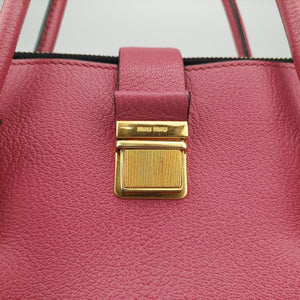 Secondhand Miu Miu MADRAS Fuchsia Pink Leather 5BA104 shoulderbag | stylenewstar