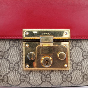 Pre-owned Gucci Padlock beige×red×pink PVC coated canvas×Leather 409487 shoulderbag | stylenewstar