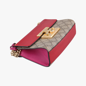 Pre-owned Gucci Padlock beige×red×pink PVC coated canvas×Leather 409487 shoulderbag | stylenewstar