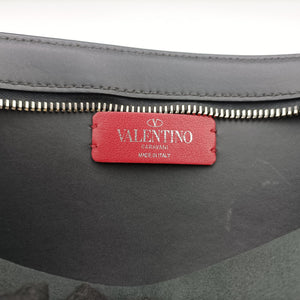 Pre-owned Valentino VLTN Print Black Leather bum bag/waist bag | stylenewstar