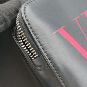 Pre-owned Valentino VLTN Print Black Leather bum bag/waist bag | stylenewstar
