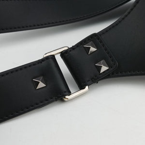 Pre-owned Valentino VLTN Print Black Leather bum bag/waist bag | stylenewstar