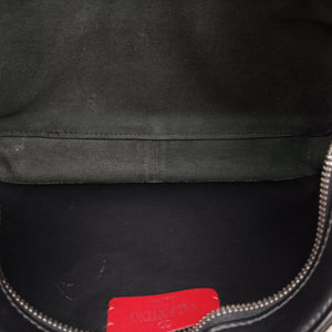 Pre-owned Valentino VLTN Print Black Leather bum bag/waist bag | stylenewstar