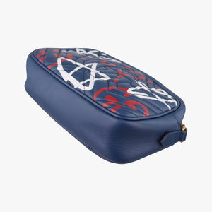 Pre-owned Gucci GG Marmont navy×Multicolour Leather 447632 shoulderbag | stylenewstar