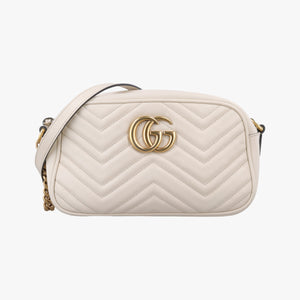 Pre-owned Gucci GG Marmont White Leather 447632 shoulderbag | stylenewstar