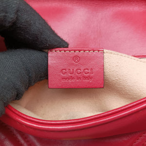 Pre-owned Gucci GG Marmont Red Leather 446744 shoulderbag | stylenewstar