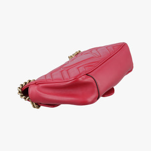 Pre-owned Gucci GG Marmont Red Leather 446744 shoulderbag | stylenewstar