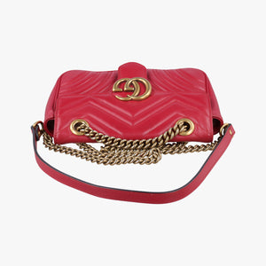 Pre-owned Gucci GG Marmont Red Leather 446744 shoulderbag | stylenewstar