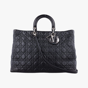 Pre-owned Christian Dior Lady Dior Black lambskin shoulderbag | stylenewstar