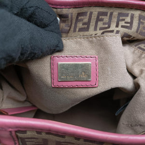 Pre-owned Fendi Zucchino Brown×Pink Canvas×Leather 8BH139 handbag | stylenewstar