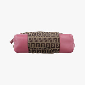 Pre-owned Fendi Zucchino Brown×Pink Canvas×Leather 8BH139 handbag | stylenewstar